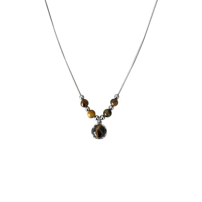 Vintage Leather Tiger Eye Necklace