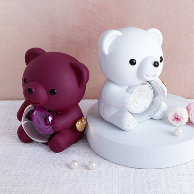 Hug Bear Flip Surprise Rose Flower Jewelry Box