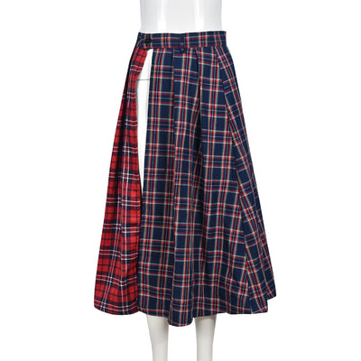 Punk Style Contrast Plaid Skirt by Glamytek