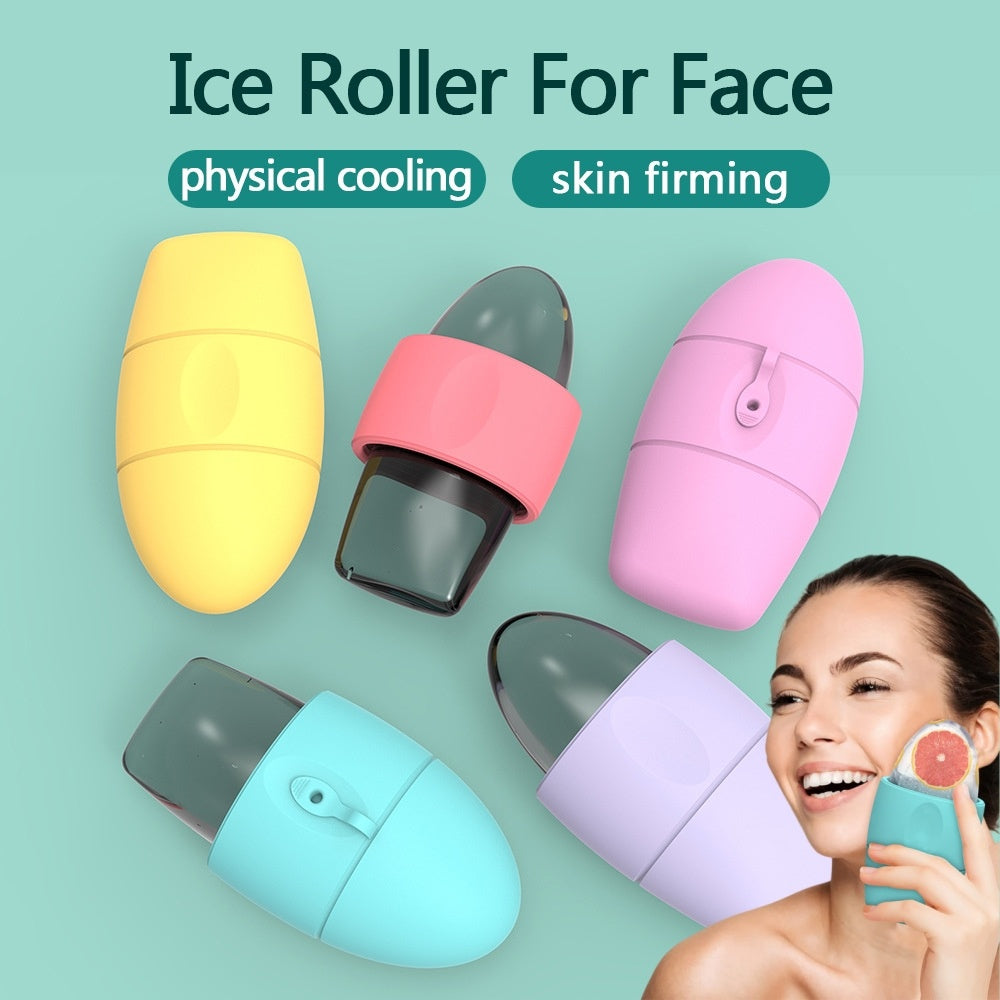 Silicone Ice Face Roller Contour Shrink Pores Remove Dark Circles Massage Skin Beauty Facial Roller For Eyes Neck Skin Care Tool by Glamytek