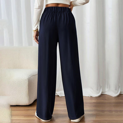 Women's Wide Leg Pants High Waist Business Casual Trousers Pant With Pockets by Glamytek