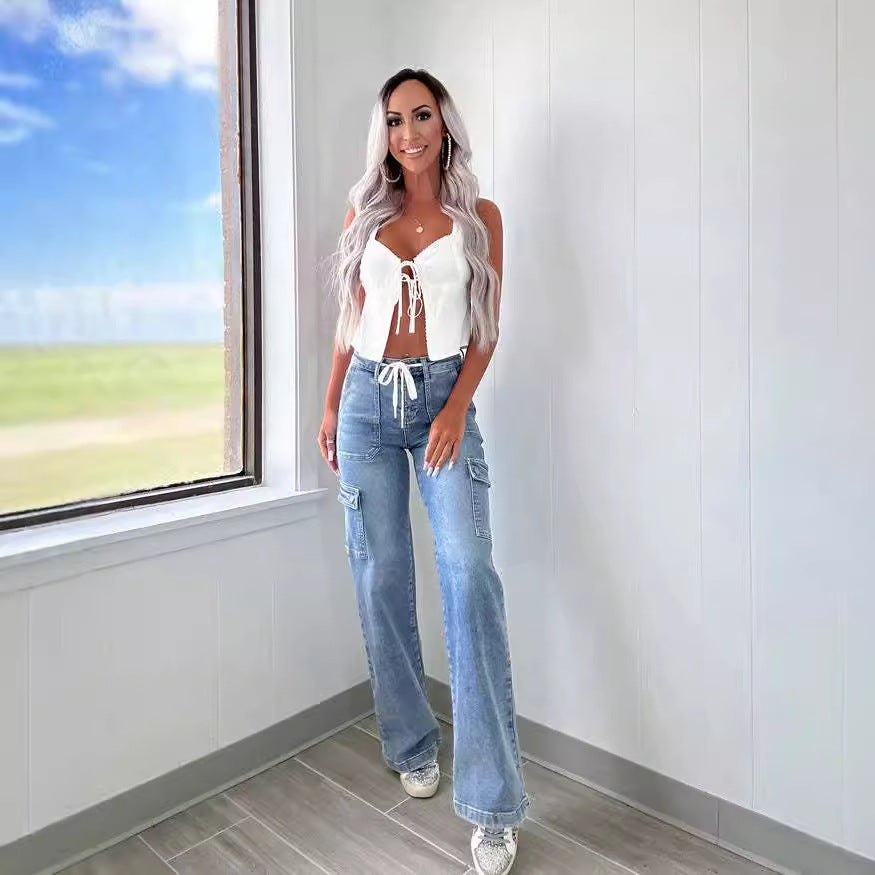 Fashion Casual New Style Straight Jeans For Women by Glamytek