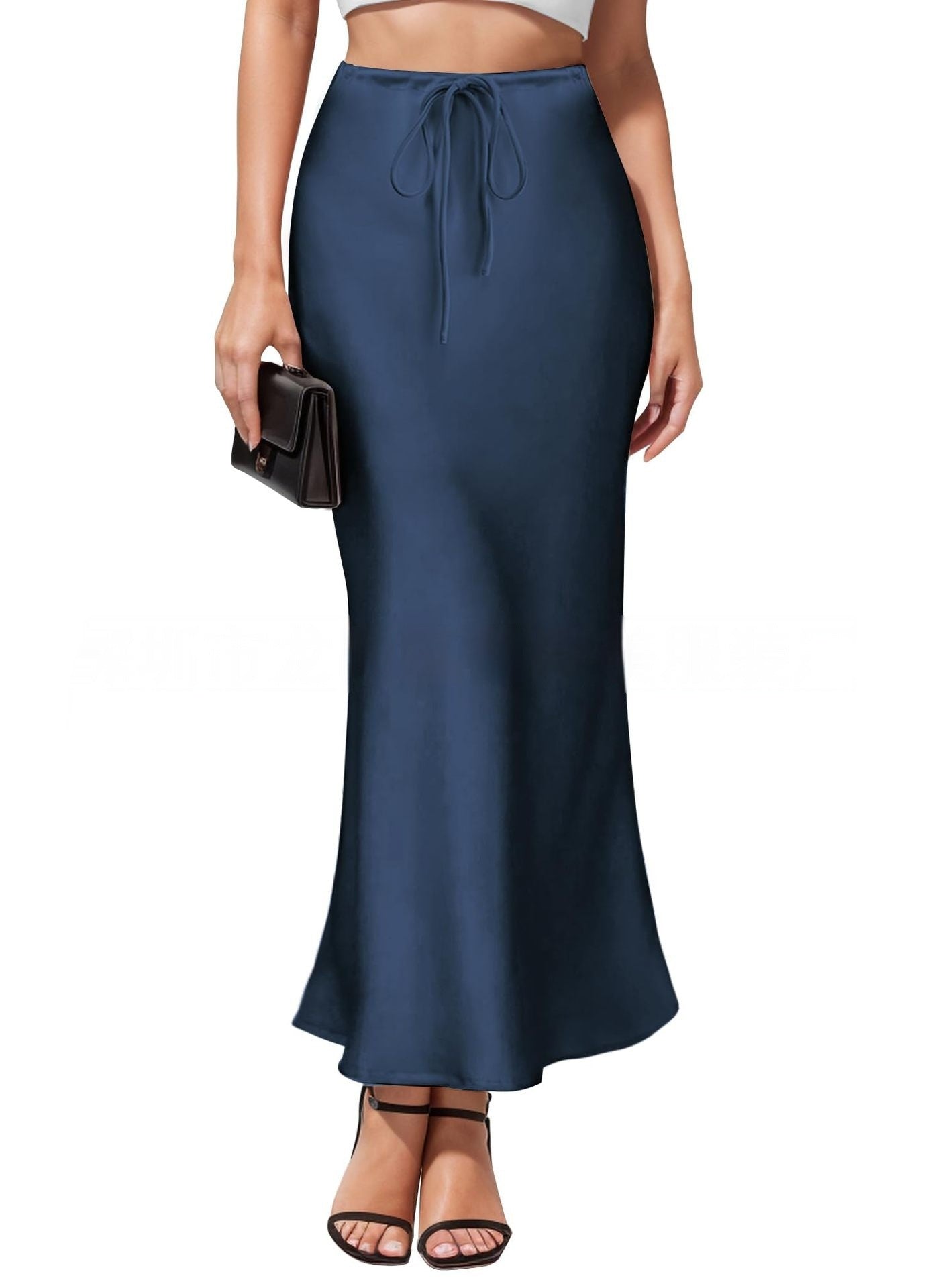 Intellectual Irregular Acetate Satin Skirt Elegant High Waist by Glamytek