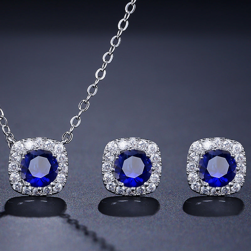 Set Square Necklace Stud Jewelry Set by Glamytek