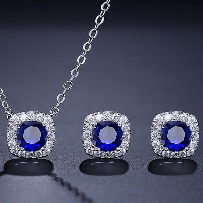 Set Square Necklace Stud Jewelry Set by Glamytek